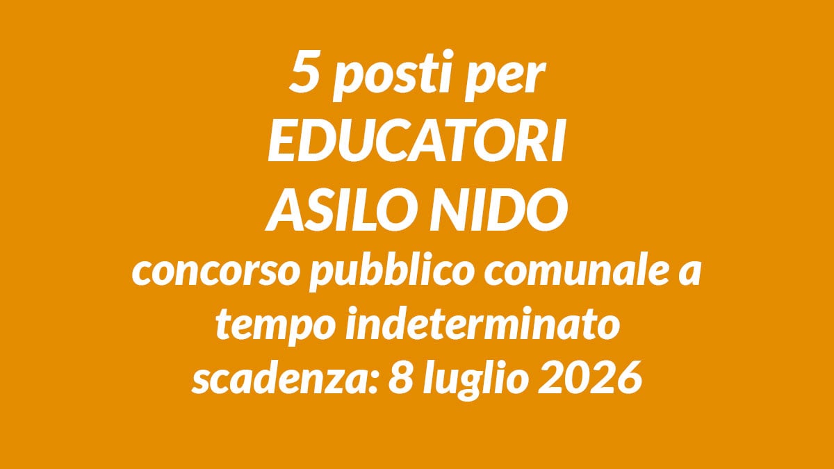 5 posti per EDUCATORI ASILO NIDO concorso pubblico comunale a tempo indeterminato, comune di Cefalù