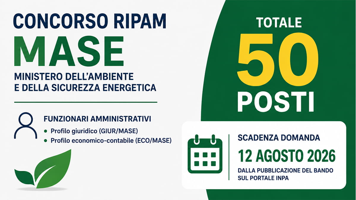 Concorso RIPAM MASE 2026: bando per 50 Funzionari a tempo indeterminato. Requisiti, prove e come partecipare