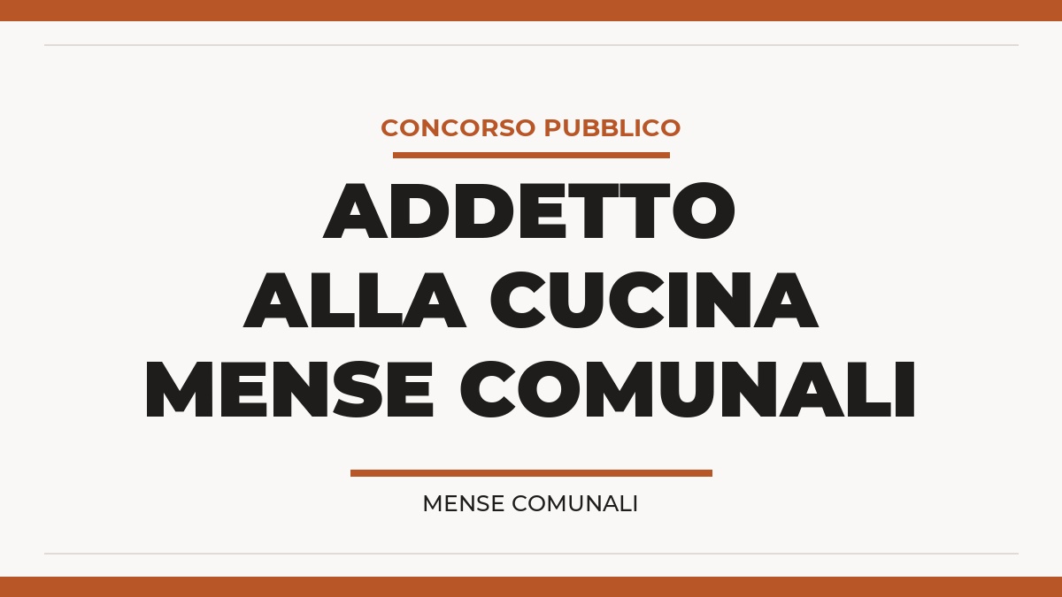 Concorso Addetto alla Cucina per Mense Comunali Sicilia 2026, requisiti e bando completo