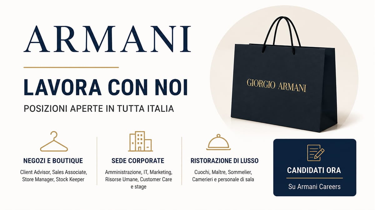 Armani assume in Italia: posizioni aperte nei negozi, in sede e nella ristorazione