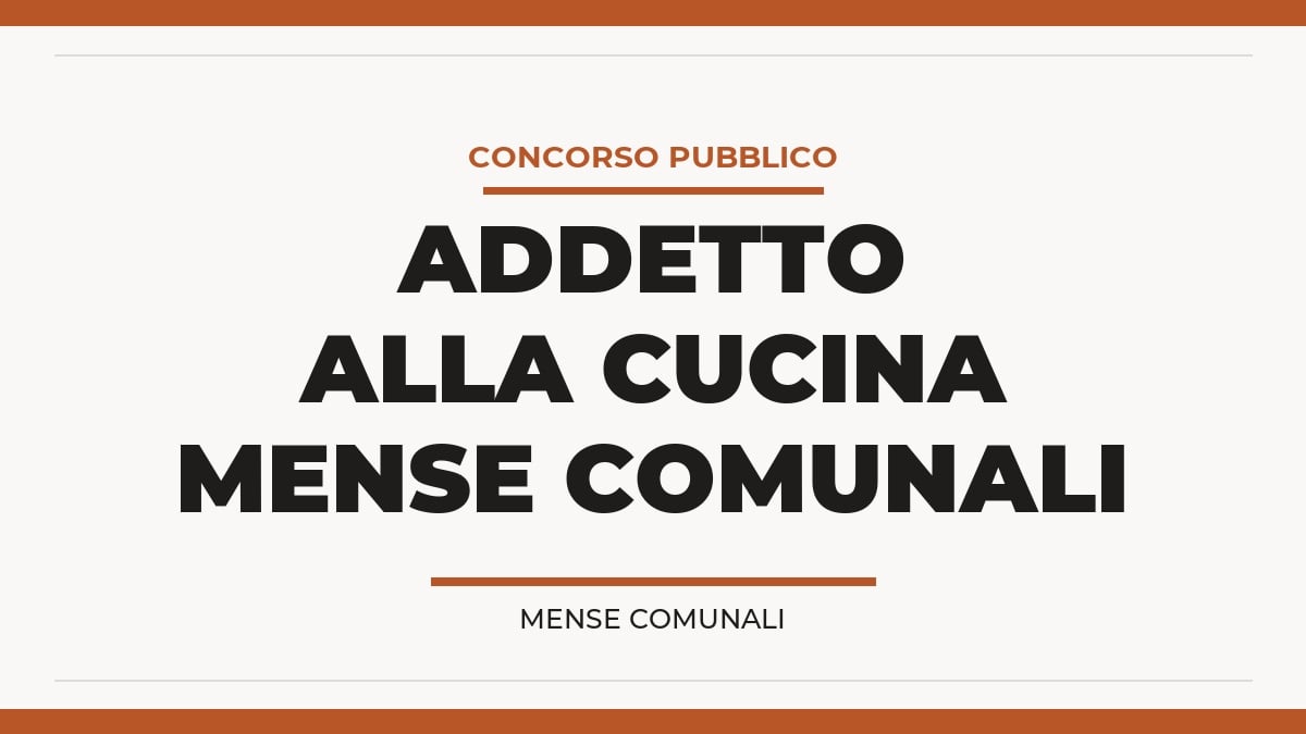 Concorso Addetto alla Cucina per Mense Comunali Sicilia 2026, requisiti e bando completo