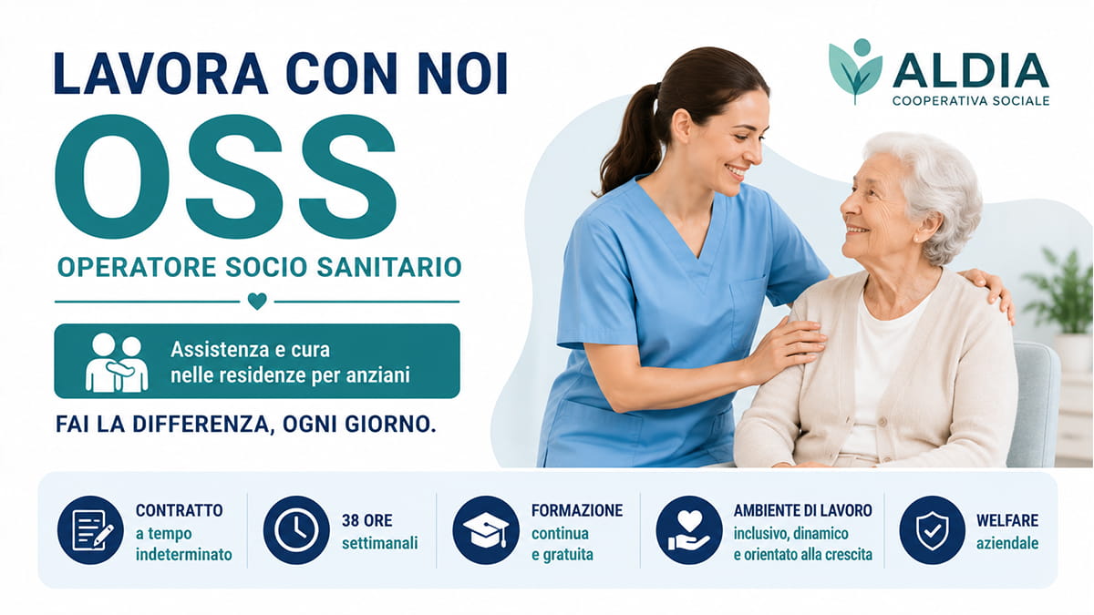 Aldia assume OSS a tempo indeterminato: lavoro in residenza per anziani