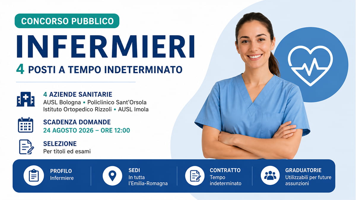Concorso Infermieri AUSL Bologna 2026: bando per 4 assunzioni a tempo indeterminato