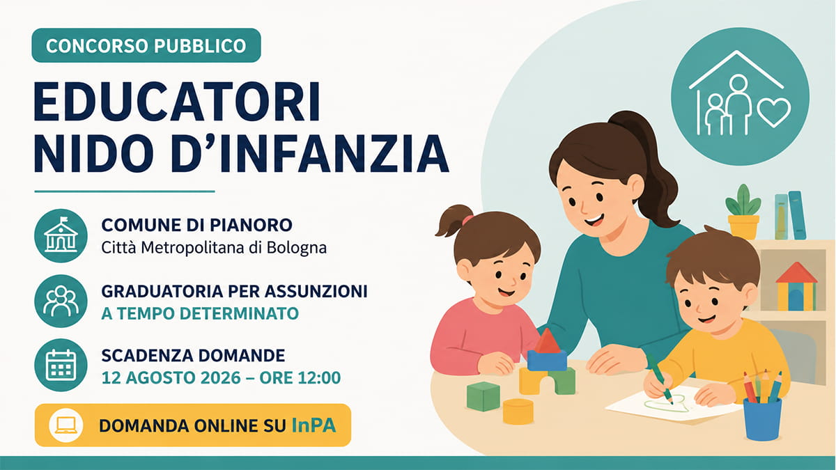 Concorso con graduatoria per Funzionari Educatori a tempo determinato, domanda entro il 12 agosto