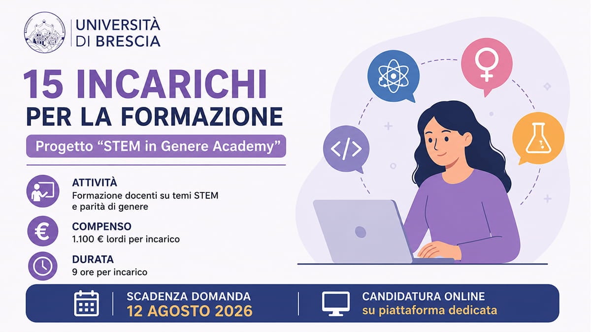 Università di Brescia: 15 incarichi retribuiti per il progetto 
