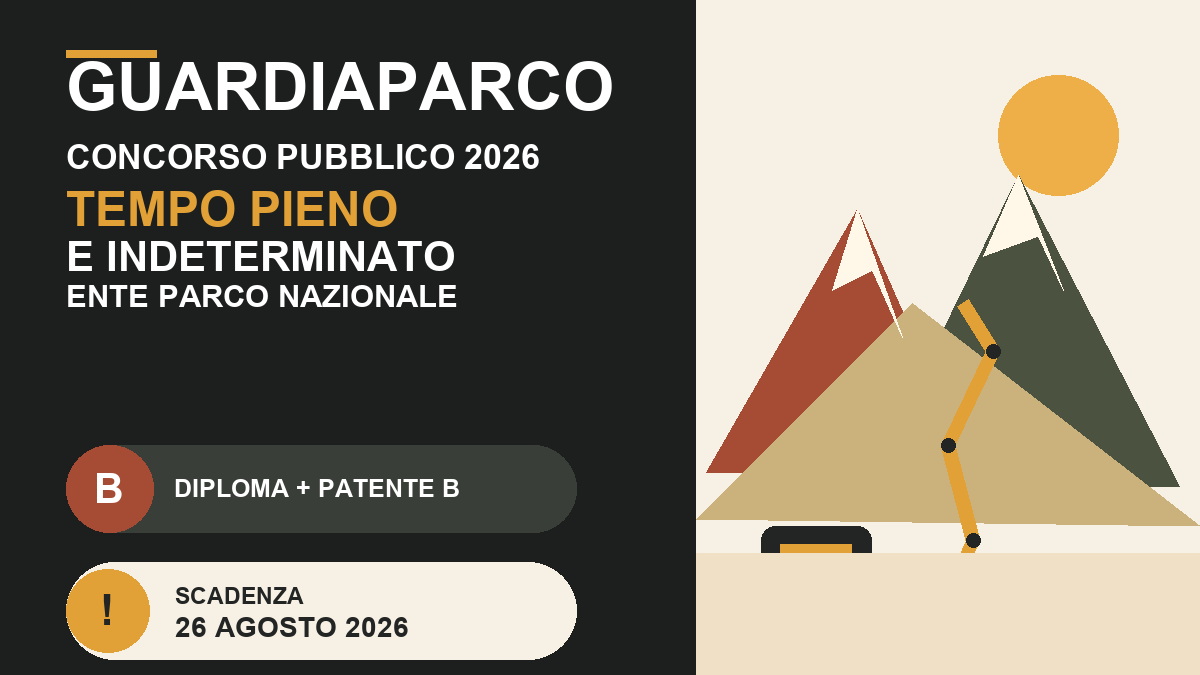 GUARDIAPARCO concorso pubblico 2026 a tempo pieno e indeterminato presso Ente Parco Nazionale