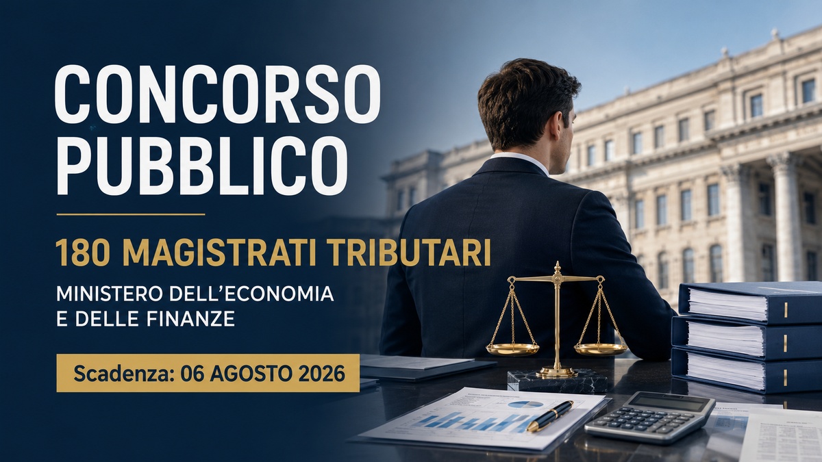 180 MAGISTRATI TRIBUTARI CONCORSO PUBBLICO 2026 MINISTERO DELL’ECONOMIA E DELLE FINANZE, BANDO COMPLETO