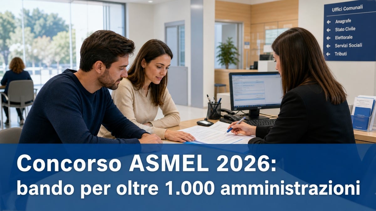 Concorso ASMEL 2026: bando per oltre 1.000 amministrazioni con licenza media, diploma o laurea