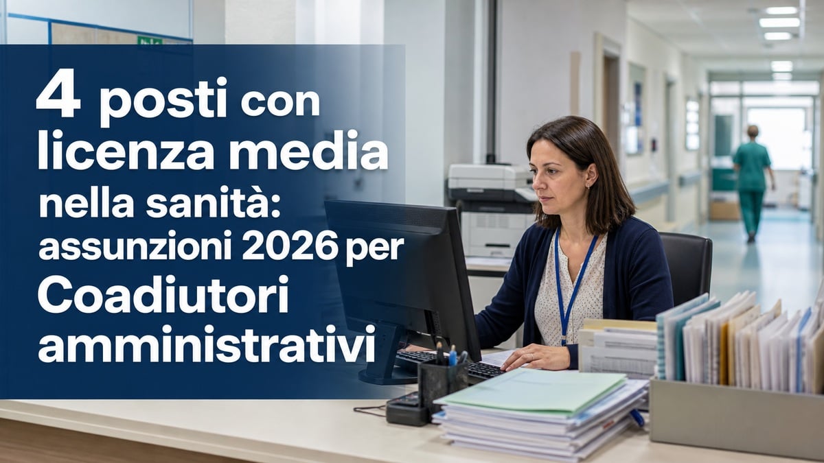 4 posti con licenza media nella sanità: assunzioni 2026 per Coadiutori amministrativi