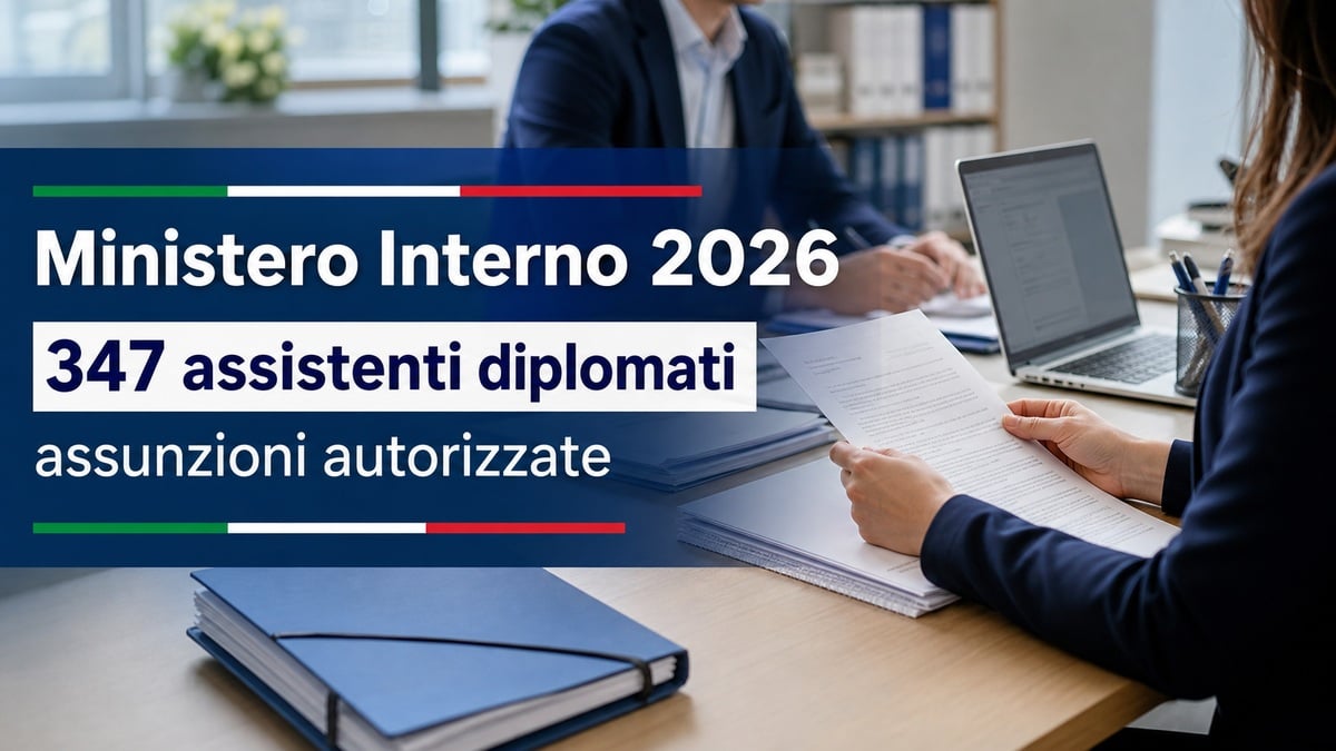 Concorso Ministero Interno 2026 per 347 assistenti diplomati: assunzioni autorizzate