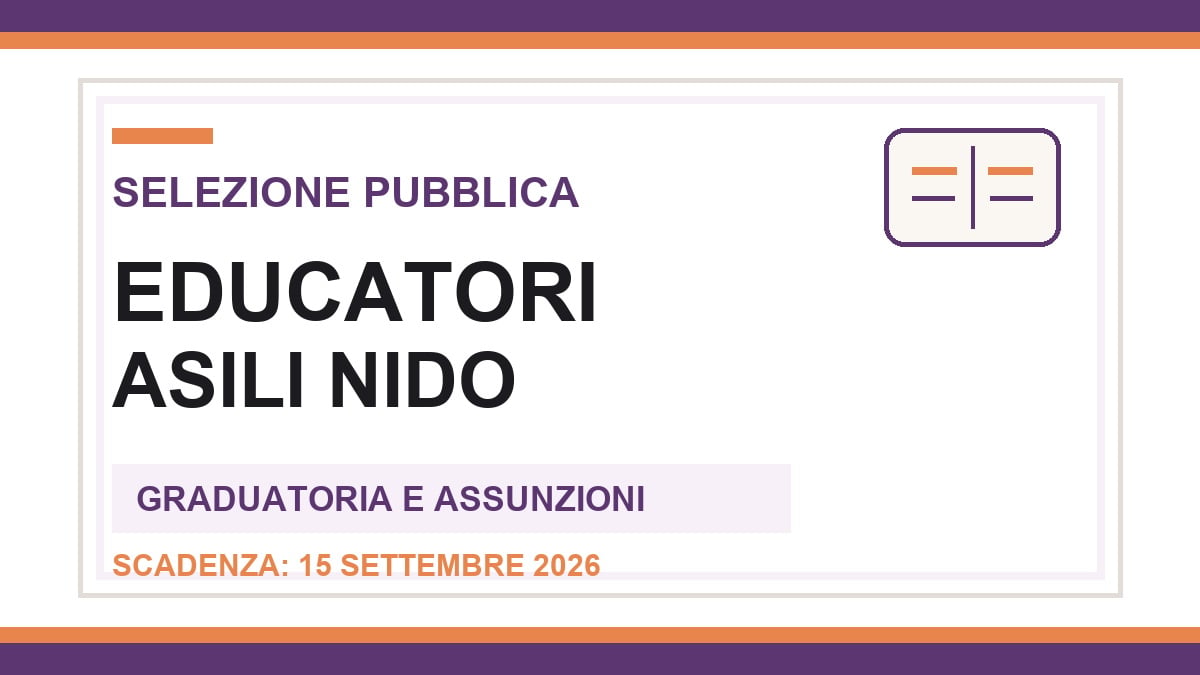 Educatori Asili Nido: selezione pubblica 2026 per graduatoria e assunzioni