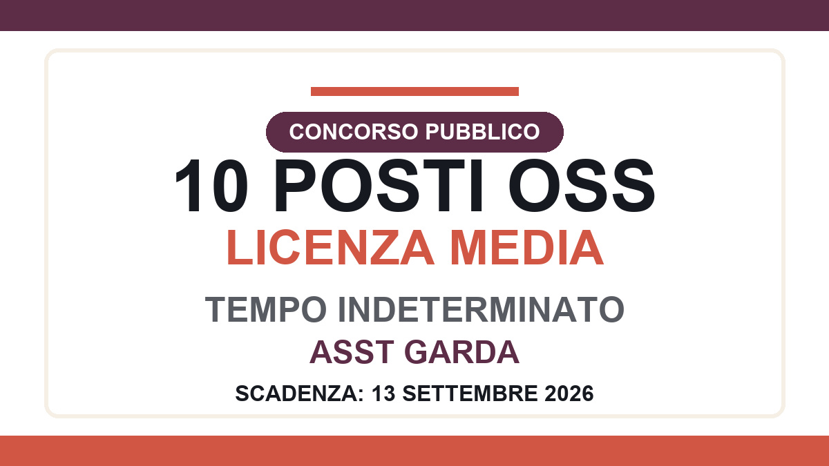 10 posti OSS con licenza media, concorso pubblico ASST Garda 2026