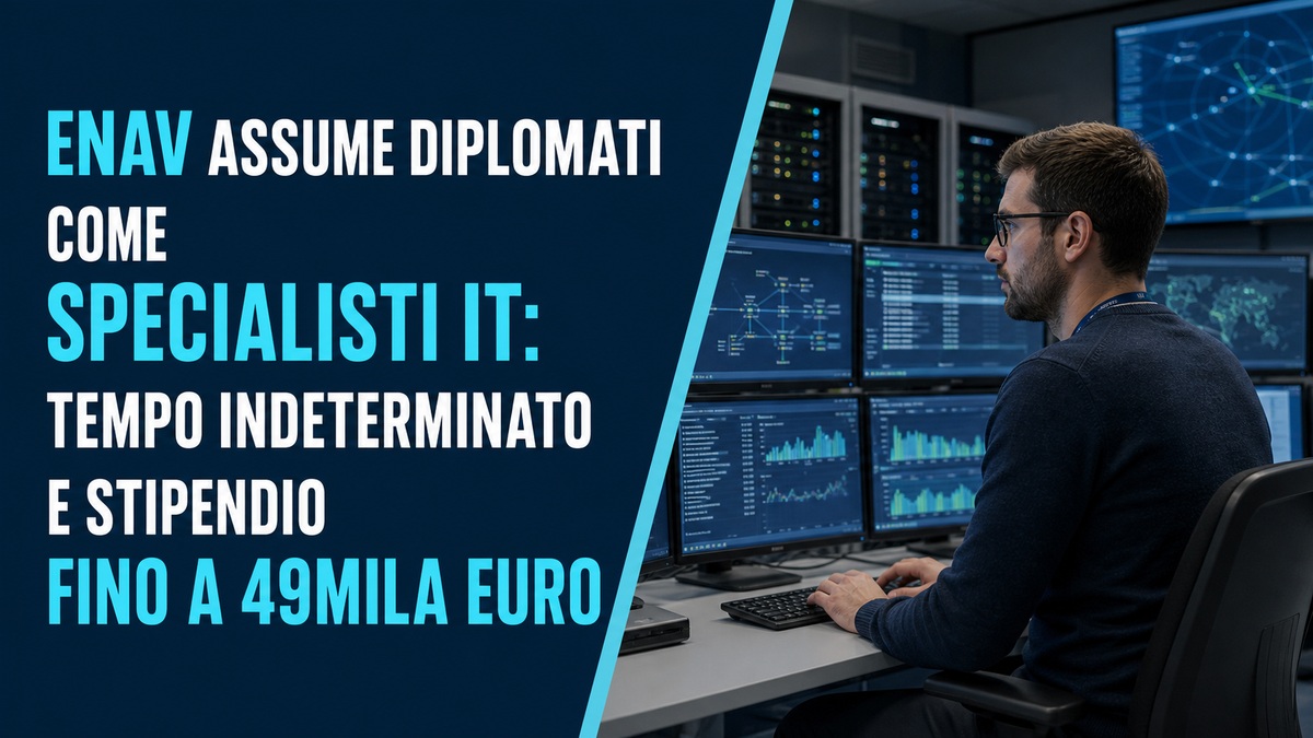 ENAV assume diplomati come Specialisti IT: tempo indeterminato e stipendio fino a 49mila euro