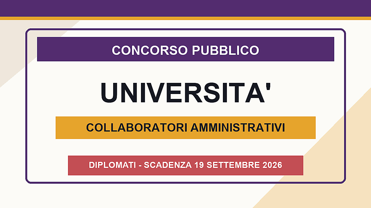 Università assume Collaboratori amministrativi: concorso pubblico 2026 per diplomati