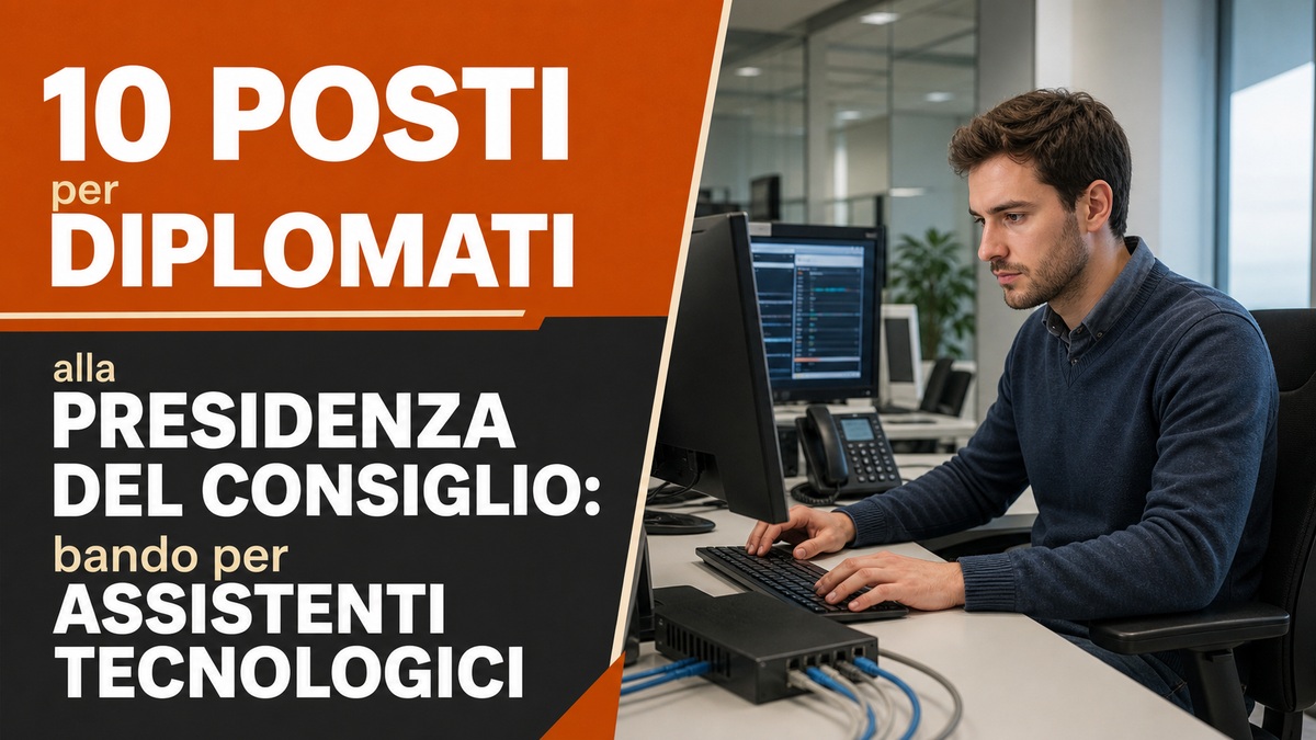 10 posti per DIPLOMATI alla Presidenza del Consiglio: bando per Assistenti tecnologici
