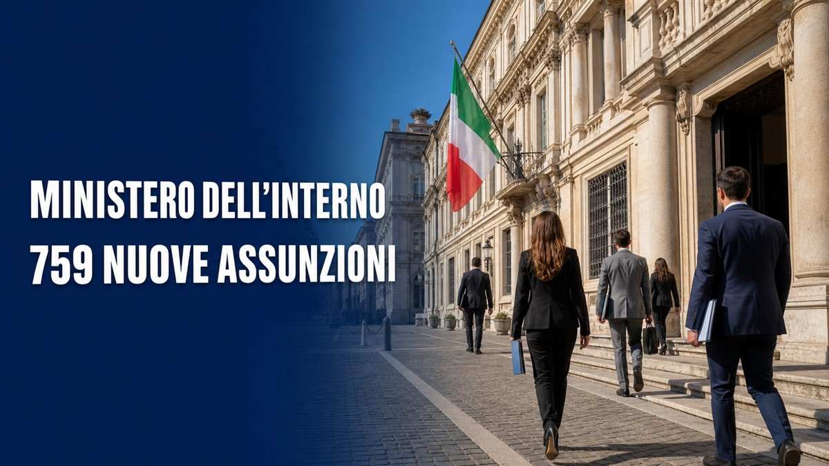 Ministero dell’Interno, 759 assunzioni nel 2026: concorsi in arrivo per Funzionari, Assistenti e Operatori