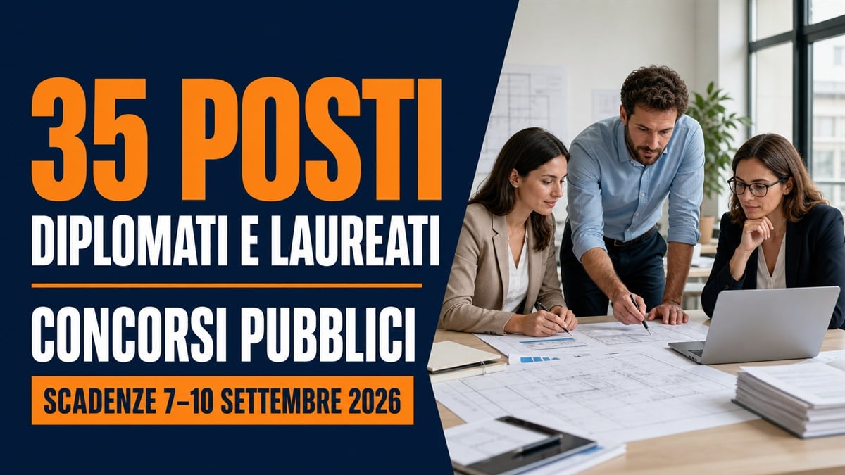 35 posti per DIPLOMATI e LAUREATI: nuovi concorsi pubblici 2026 presso la REGIONE