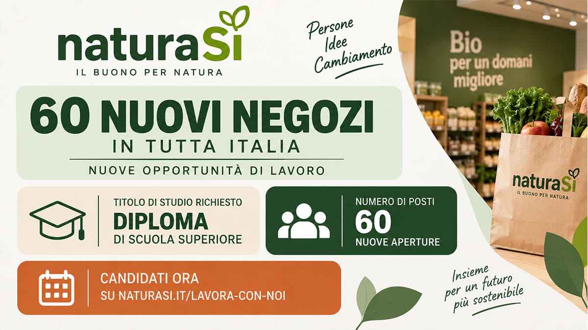 NaturaSì assume in tutta Italia: 60 nuovi negozi entro il 2028 e nuove opportunità di lavoro