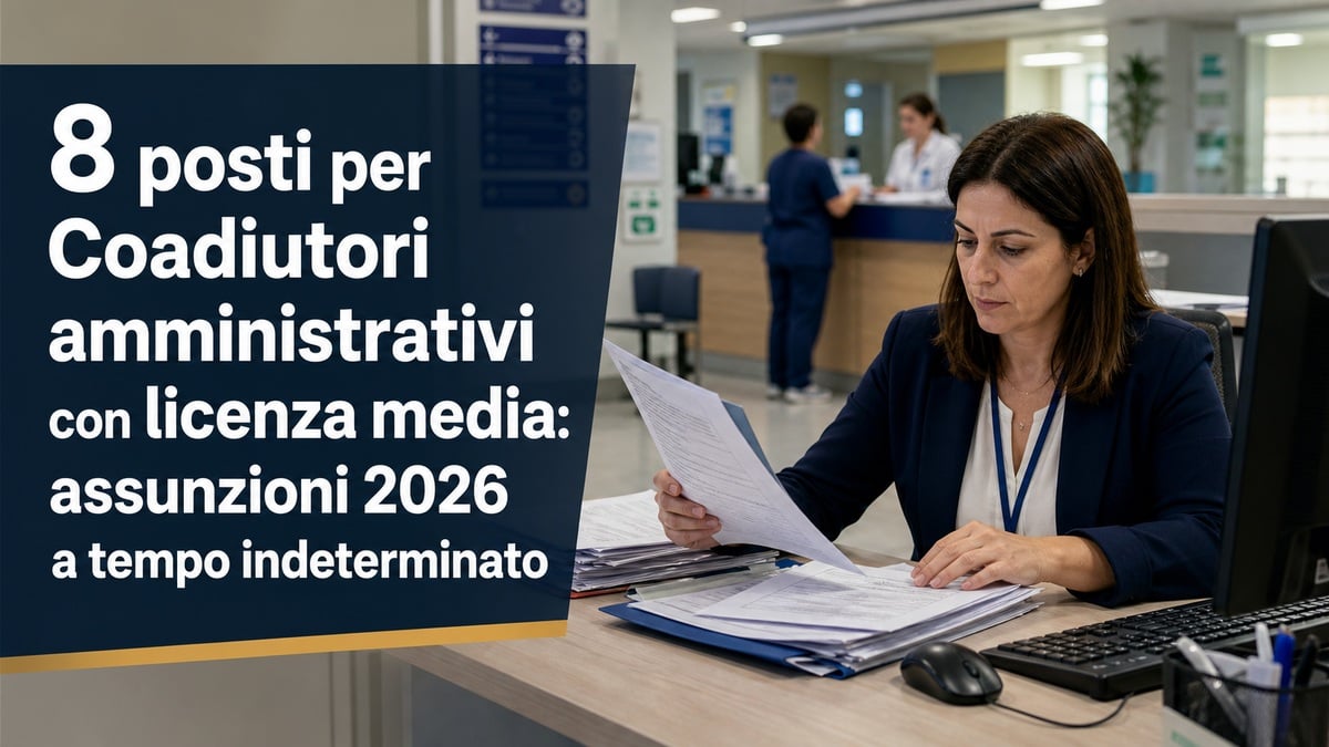 8 posti per Coadiutori amministrativi con licenza media: assunzioni 2026 a tempo indeterminato