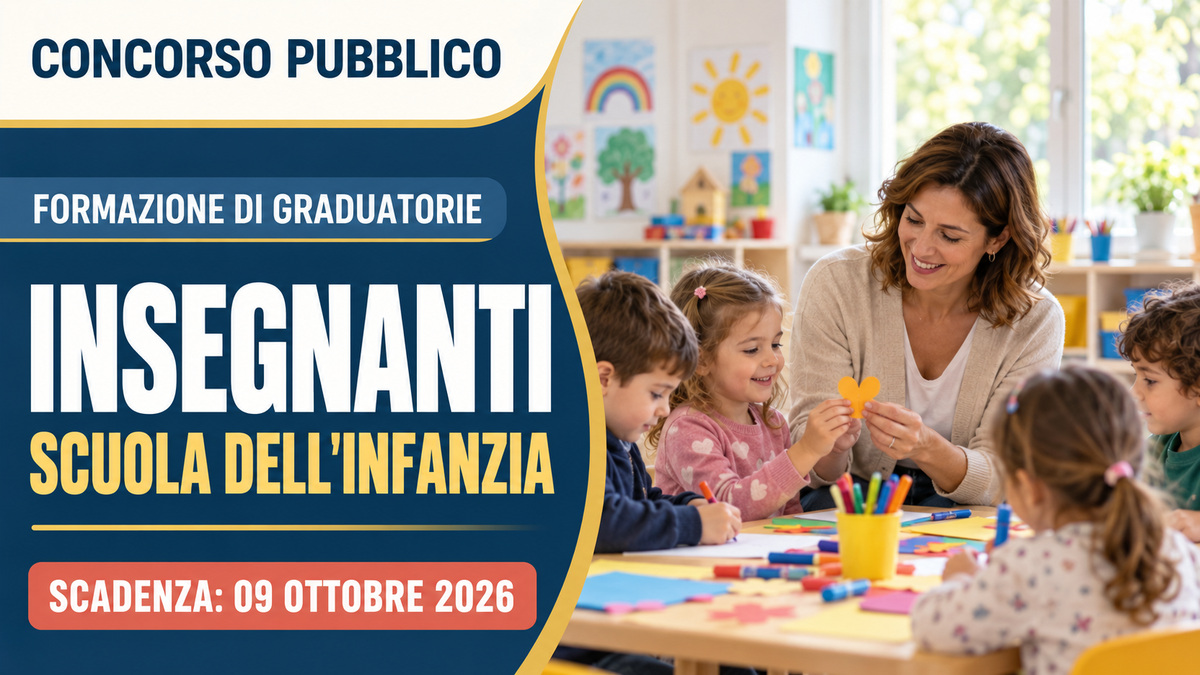 INSEGNANTI DI SCUOLA DELL’INFANZIA CONCORSO PUBBLICO PER ESAMI PER LA FORMAZIONE DI GRADUATORIE 2026, BANDO COMPLETO
