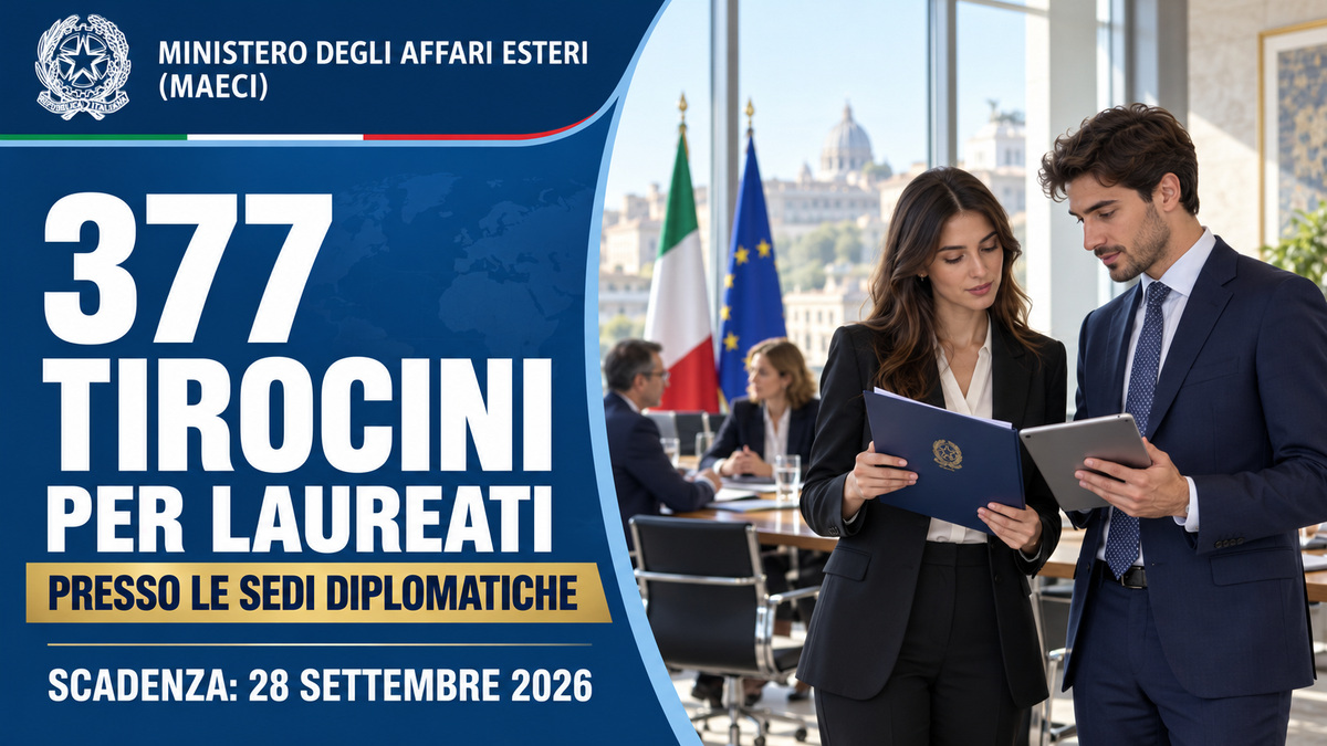 377 TIROCINI CURRICULARI 2027 PRESSO LE SEDI DIPLOMATICHE E CULTURALI MINISTERO DEGLI AFFARI ESTERI MARCI, BANDO COMPLETO