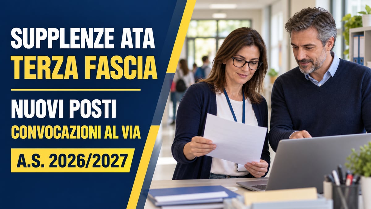 Supplenze ATA TERZA FASCIA 2026, nuovi posti restituiti alle scuole: ecco dove partono le convocazioni