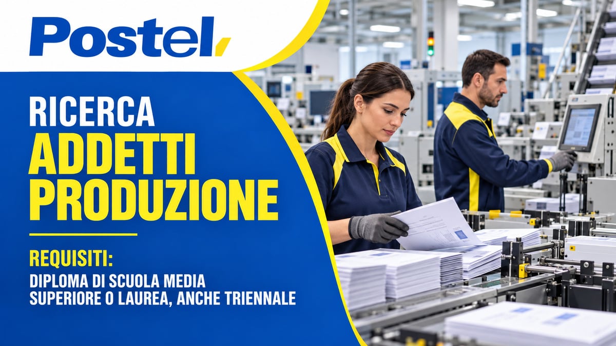 ASSUNZIONI PER DIPLOMATI POSTEL SPA AZIENDA DEL GRUPPO POSTE ITALIANE RICERCA ADDETTI PRODUZIONE, COME CANDIDARSI