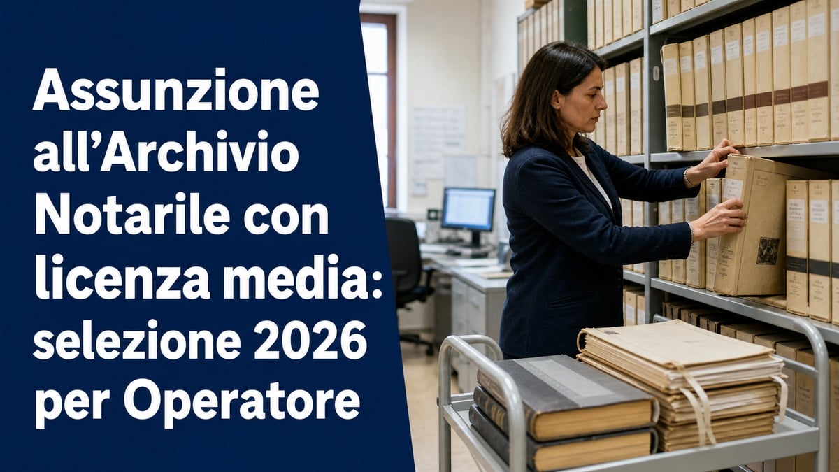 Assunzione all'Archivio Notarile con licenza media: selezione 2026 per Operatore
