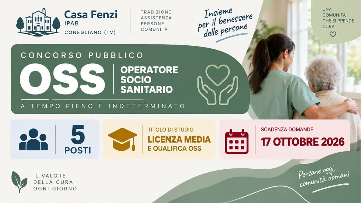 Concorso OSS Casa Fenzi 2026: 5 posti a tempo indeterminato, basta la licenza media