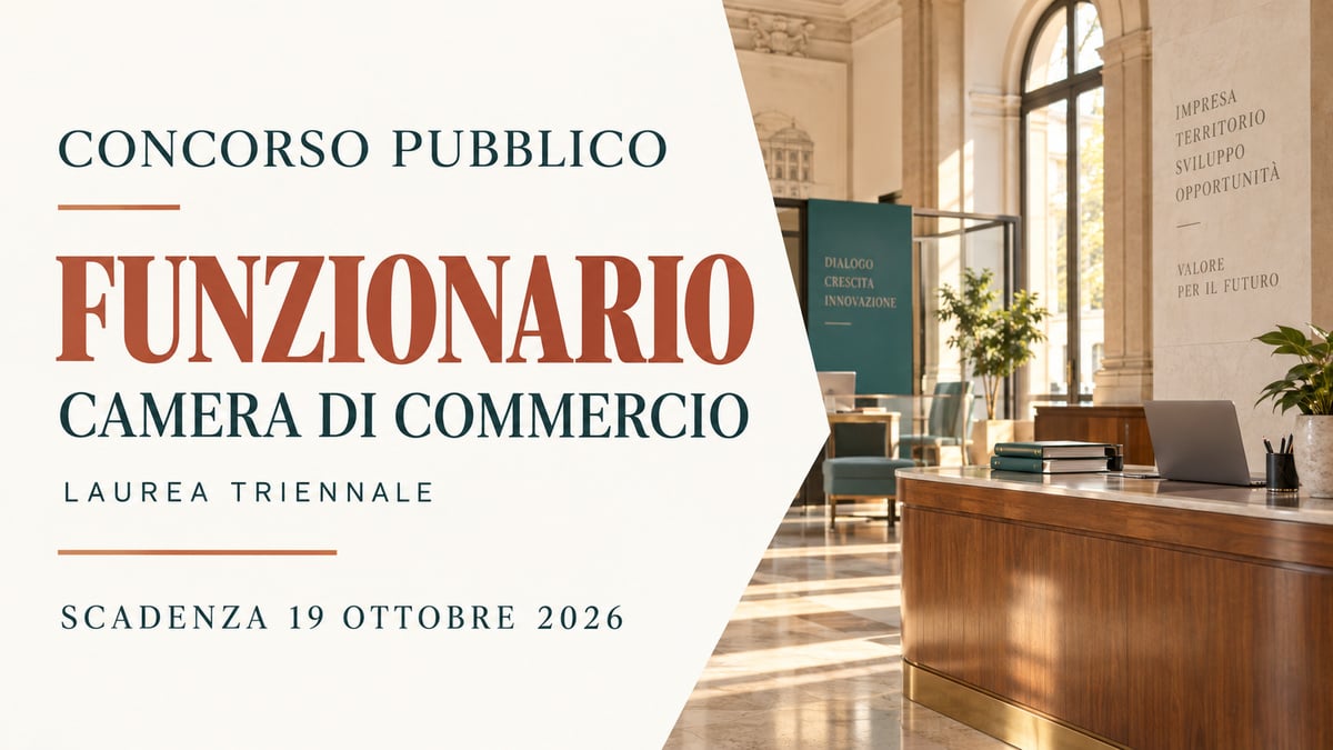 CAMERA DI COMMERCIO, concorso per FUNZIONARIO: ammessa anche la laurea triennale