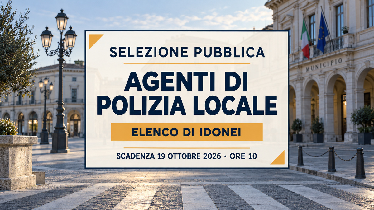 POLIZIA LOCALE, selezione pubblica per AGENTI diplomati: aperto l’elenco degli idonei