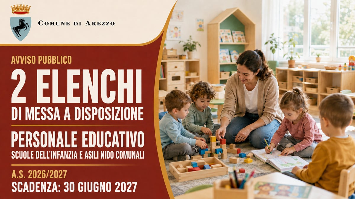 PERSONALE EDUCATIVO SCUOLE DELL’INFANZIA ED AGLI ASILI NIDO COMUNALI PER L’ANNO SCOLASTICO 2026/2027 AVVISO FORMAZIONE ELENCHI DI MESSA A DISPOSIZIONE