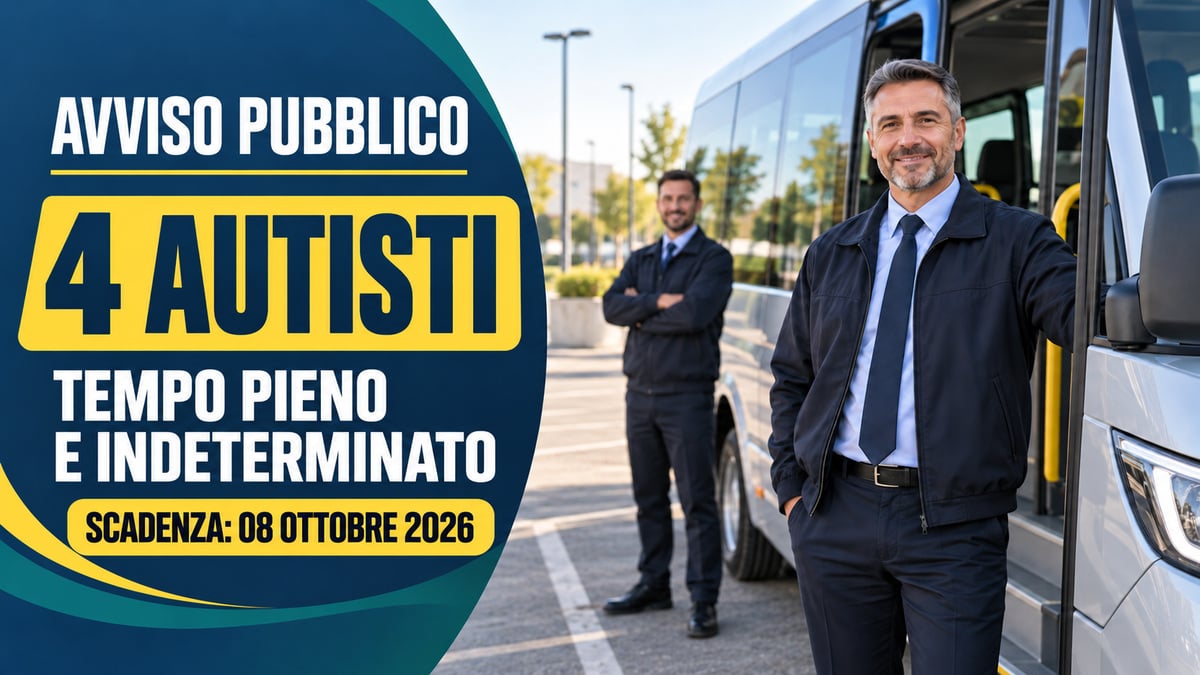 4 AUTISTI A TEMPO PIENO E INDETERMINATO AVVISO PUBBLICO OTTOBRE 2026, BANDO COMPLETO