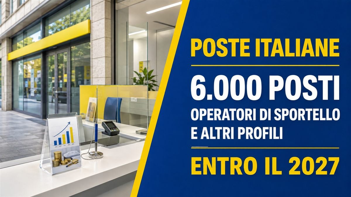 Assunzioni Poste Italiane: 6.000 posti per Operatori di sportello e altri profili entro il 2027