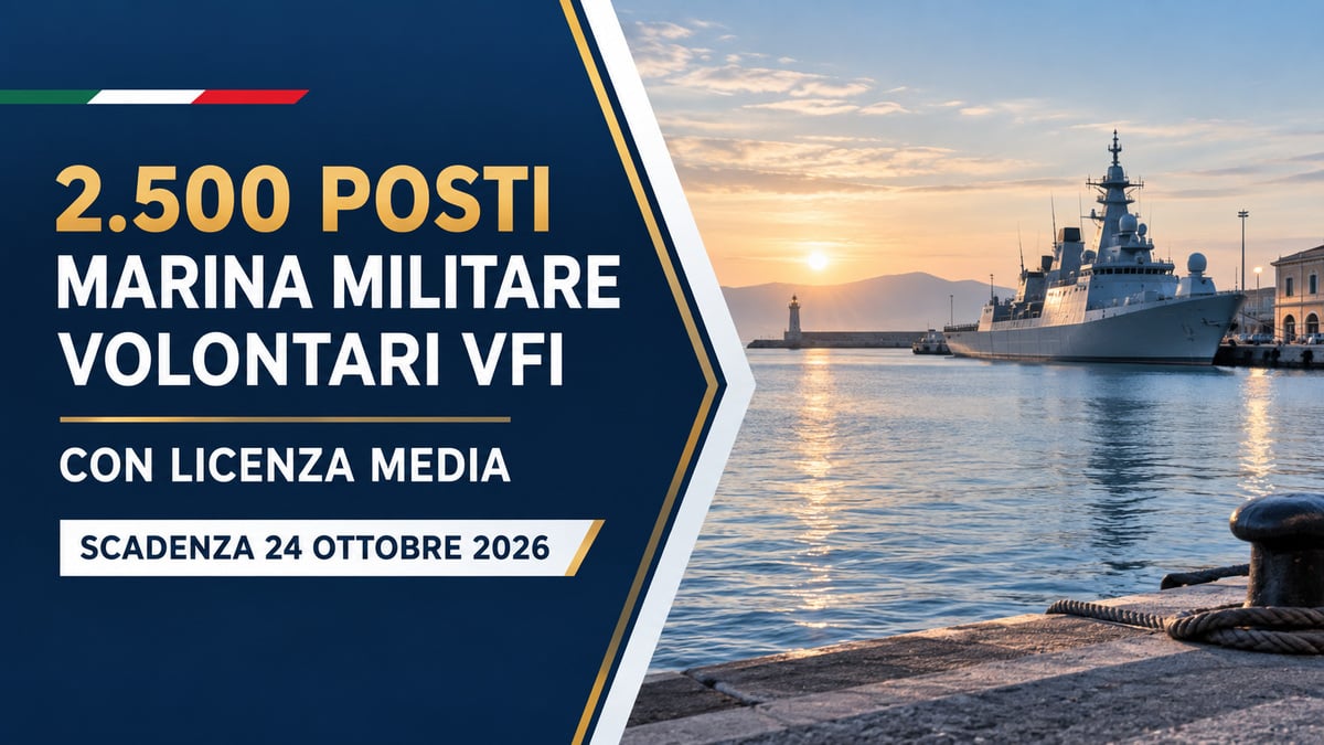 2.500 posti nella MARINA MILITARE per VFI con LICENZA MEDIA: concorso pubblico 2026-2027