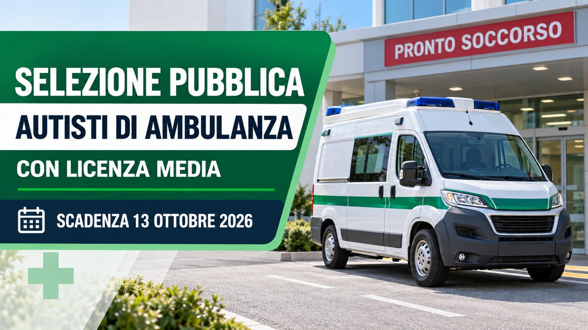 Selezione pubblica per AUTISTI DI AMBULANZA con LICENZA MEDIA presso CROCE VERDE