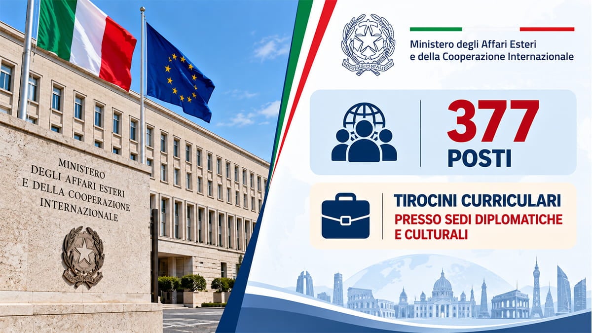 MAECI, 377 tirocini nel 2027 presso Ambasciate, Consolati e Istituti di Cultura