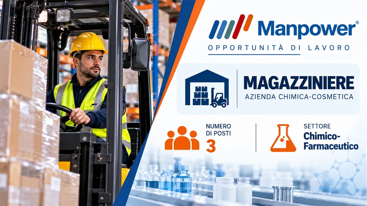 Manpower ricerca Magazzinieri: 3 posti, stipendio da 1.900 euro al mese