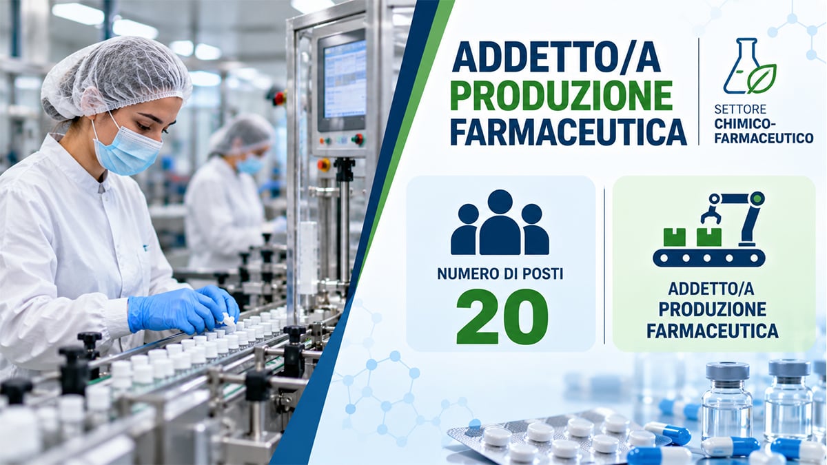 20 operai Addetti alla produzione farmaceutica per importante azienda Multinazionale