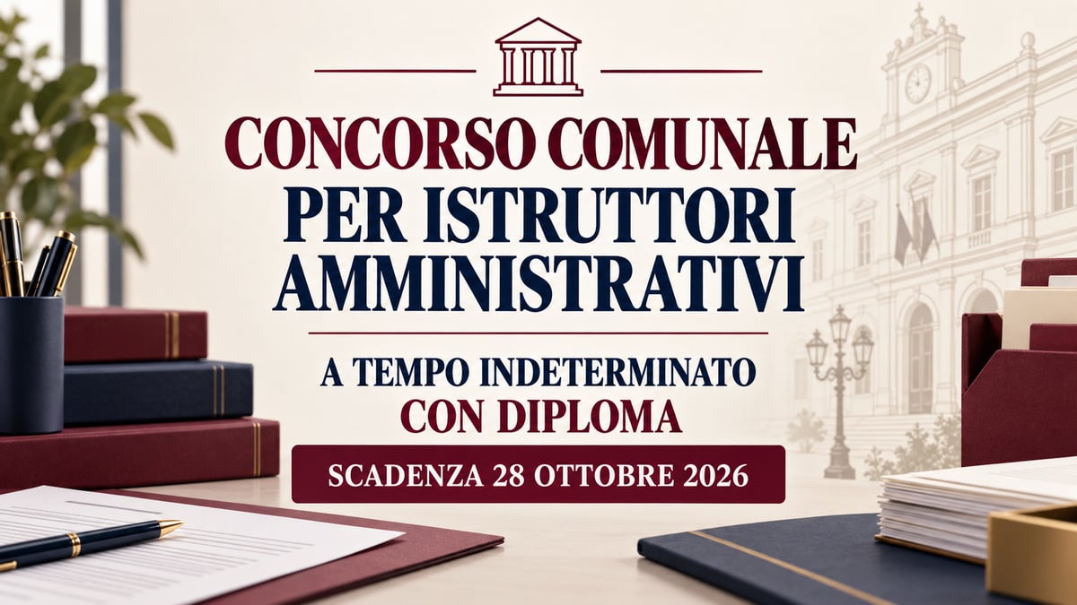CONCORSO COMUNALE per ISTRUTTORI AMMINISTRATIVI a tempo indeterminato con DIPLOMA