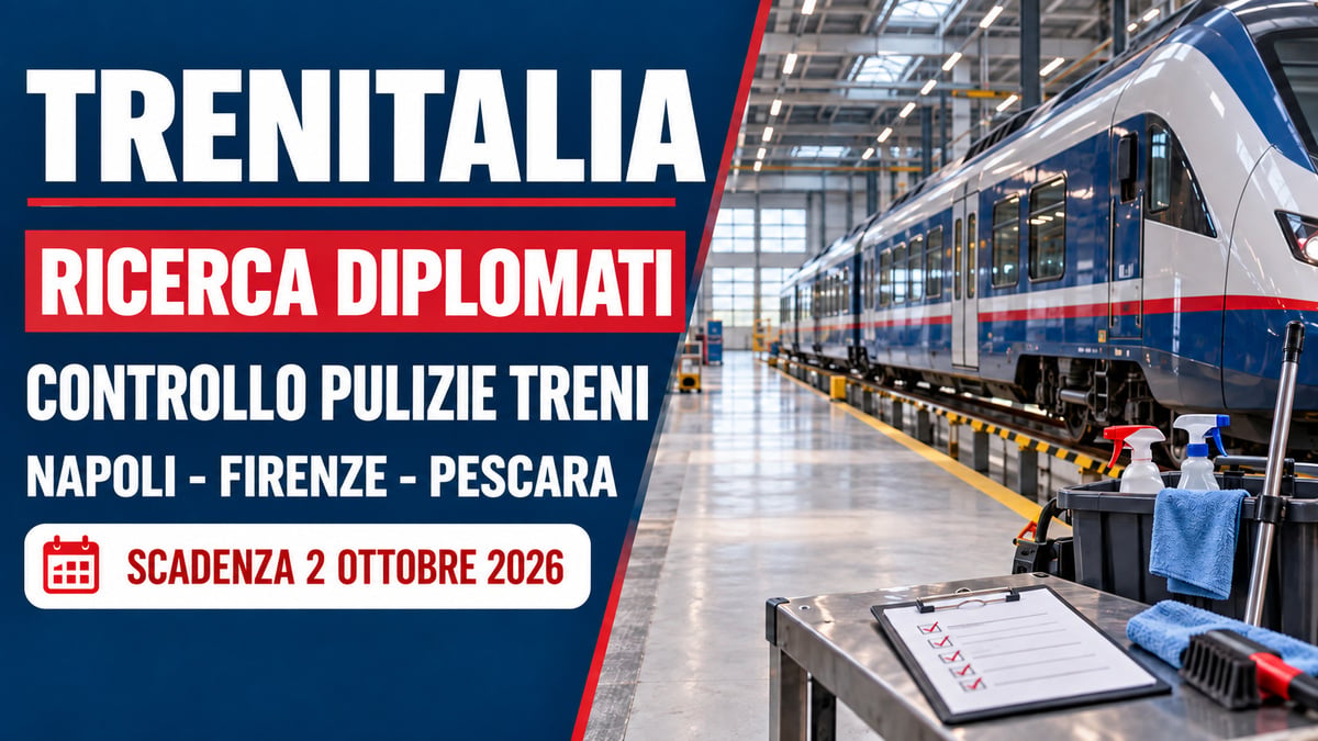 Controllori attività di pulizia dei treni Napoli Firenze e Pescara TRENITALIA Ferrovie dello stato ricerca DIPLOMATI