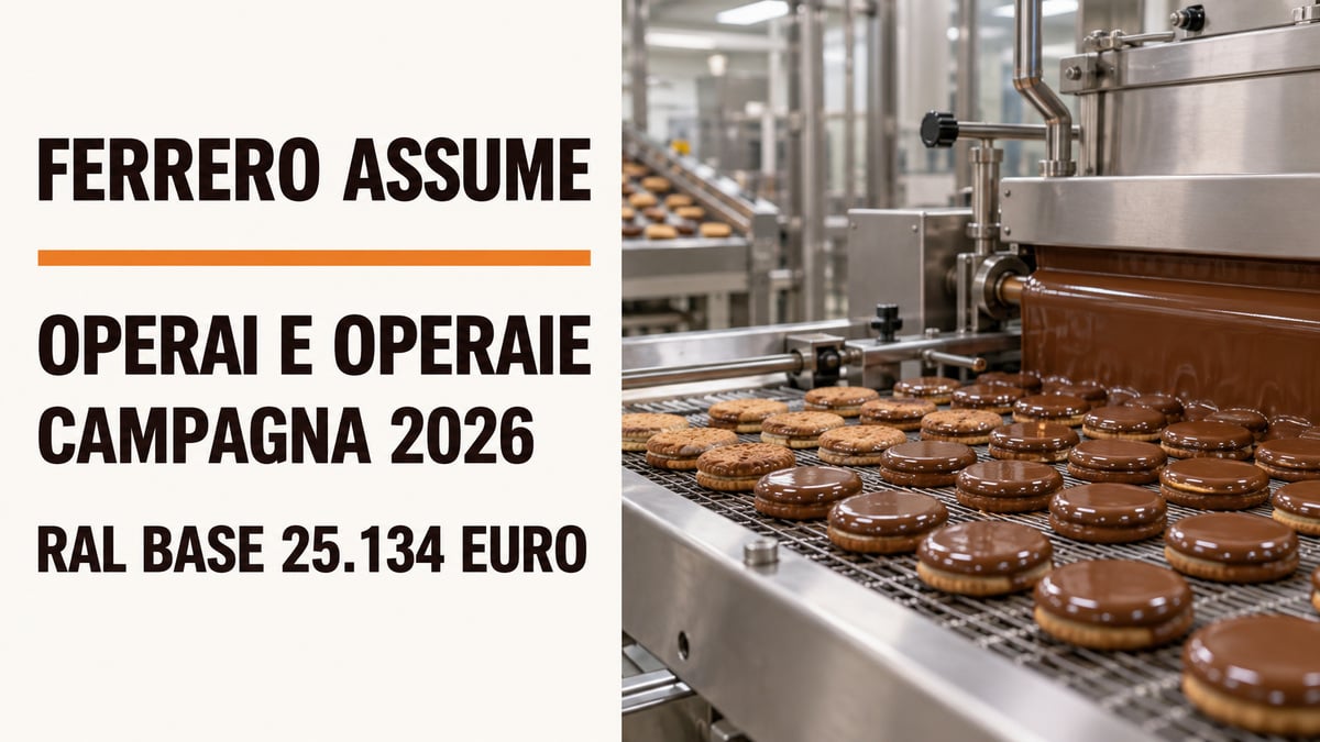 FERRERO assume OPERAI e OPERAIE campagna assunzioni 2026 stipendio base da 25.134 euro