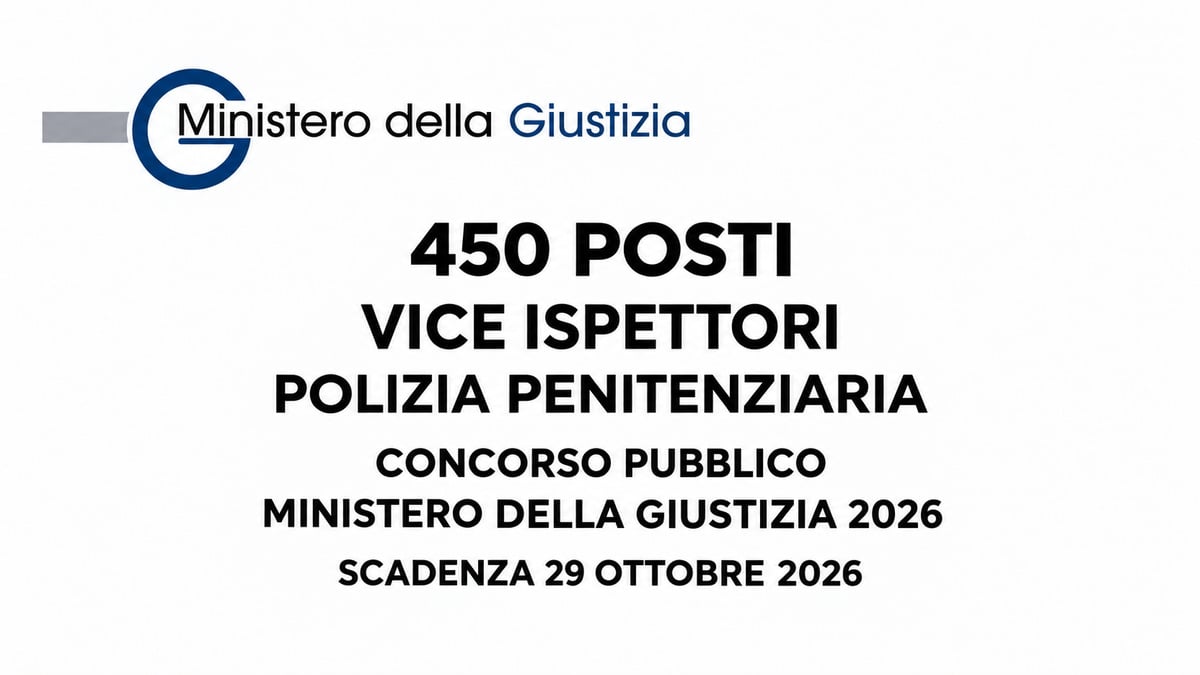 450 posti VICE ISPETTORI POLIZIA PENITENZIARIA concorso pubblico MINISTERO della GIUSTIZIA 2026