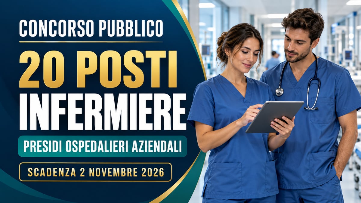 20 POSTI DI INFERMIERI CONCORSO PUBBLICO PRESIDI OSPEDALIERI AZIENDALI, BANDO COMPLETO