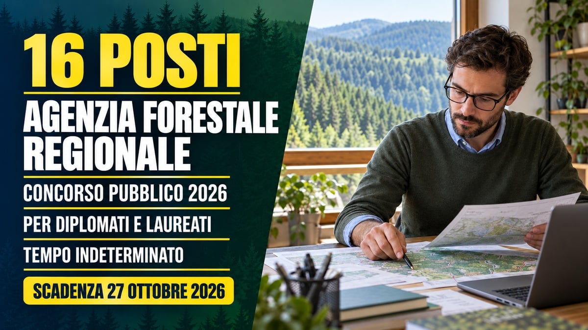 16 posti all’AGENZIA FORESTALE REGIONALE: concorso pubblico 2026 per DIPLOMATI e LAUREATI