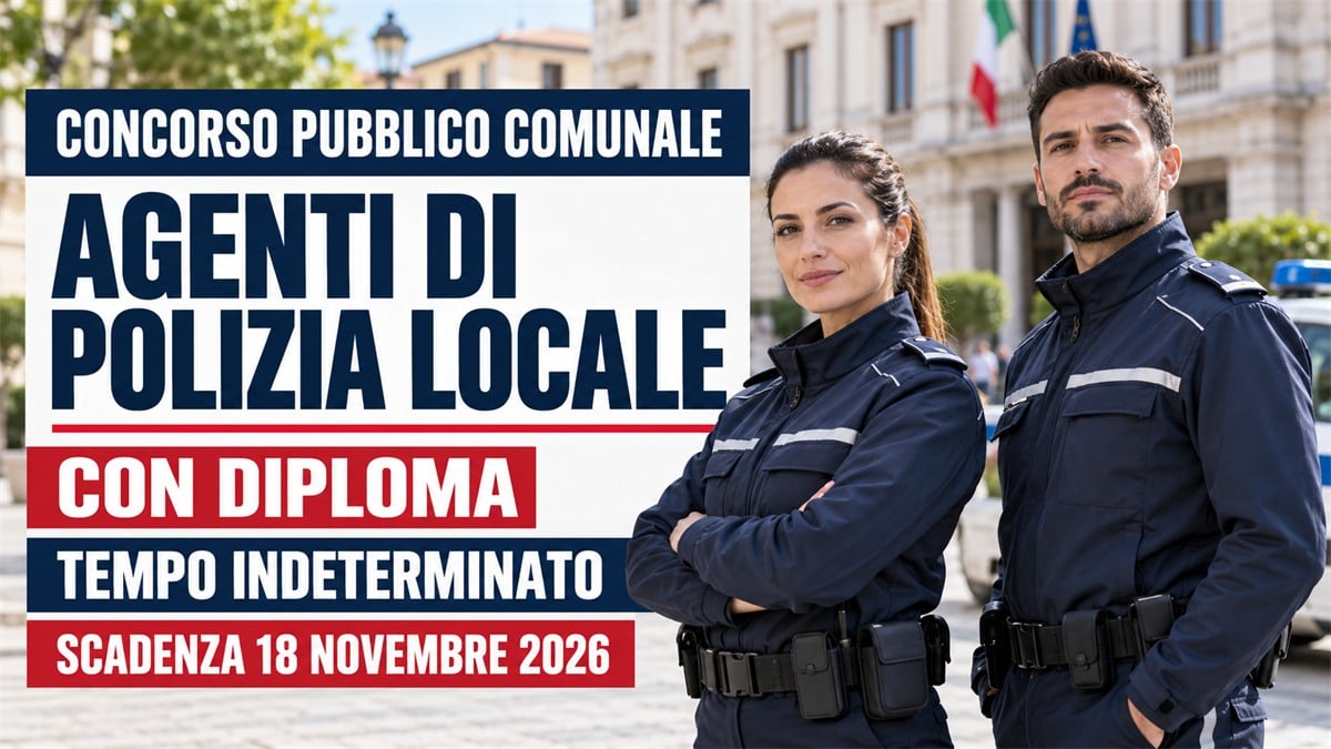AGENTI DI POLIZIA LOCALE concorso pubblico comunale con DIPLOMA a tempo indeterminato 2026