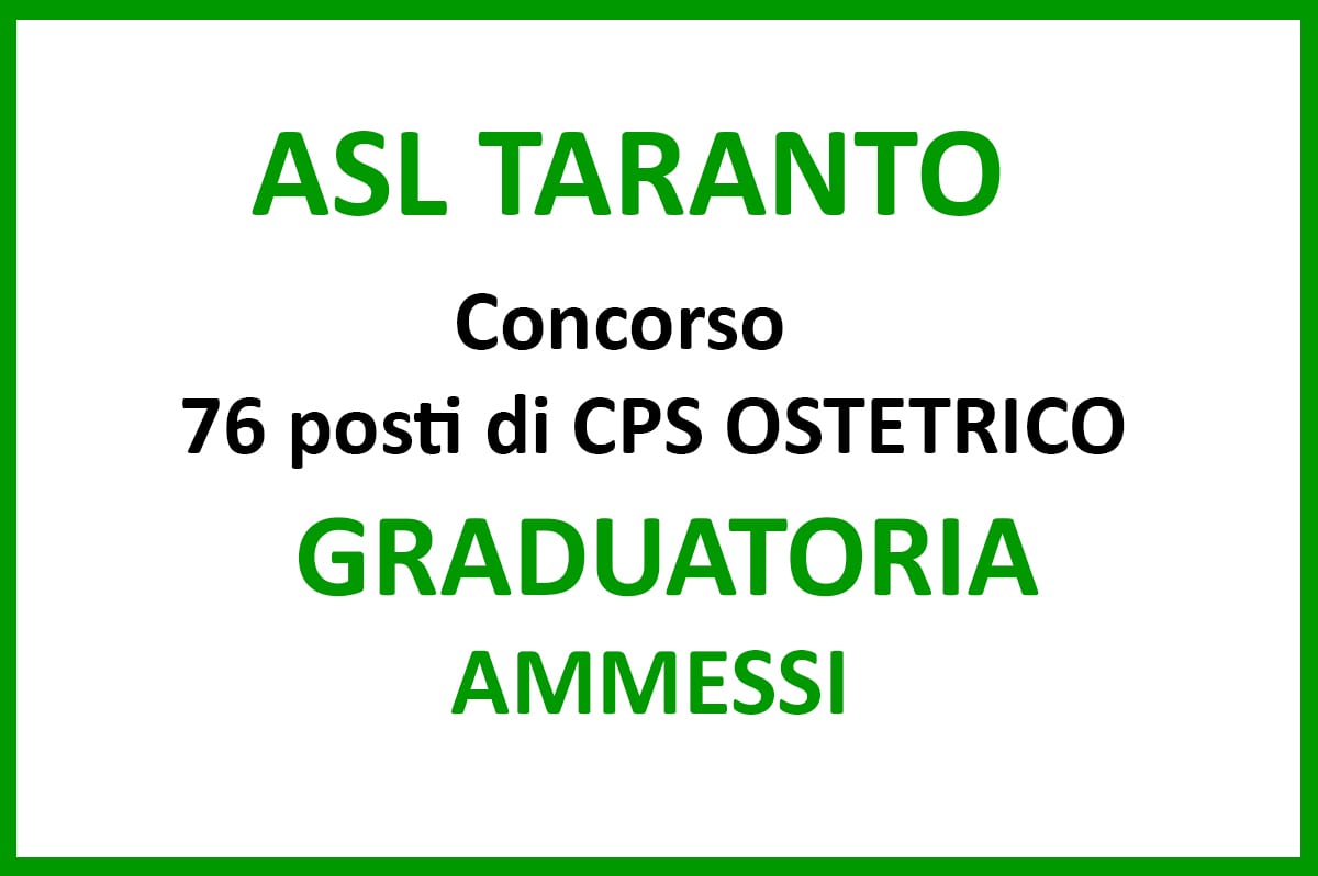 Graduatorie concorso per 76 posti di CPS - OSTETRICO Taranto