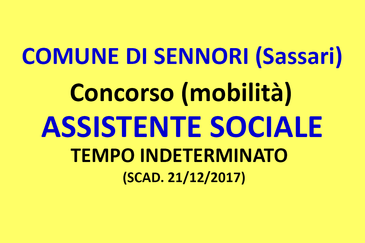 COMUNE DI SENNORI (Sassari), concorso pubblico mobilità  per Assistente sociale