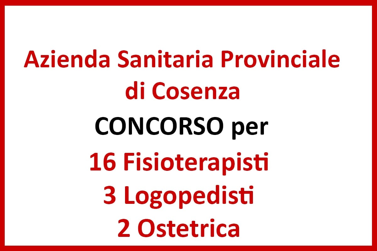 Cosenza, concorso per 25 figure sanitarie