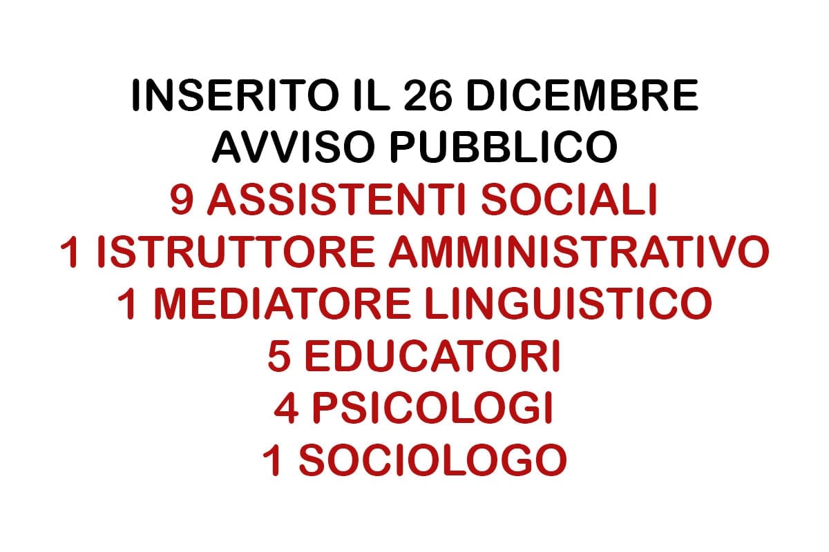 Assistenti Sociali, Psicologi, Sociologo, Educatori CONCORSO PUBBLICO SICILIA